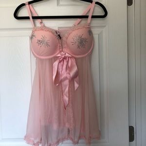 Victoria’s Secret pink teddy 36D/ S panty